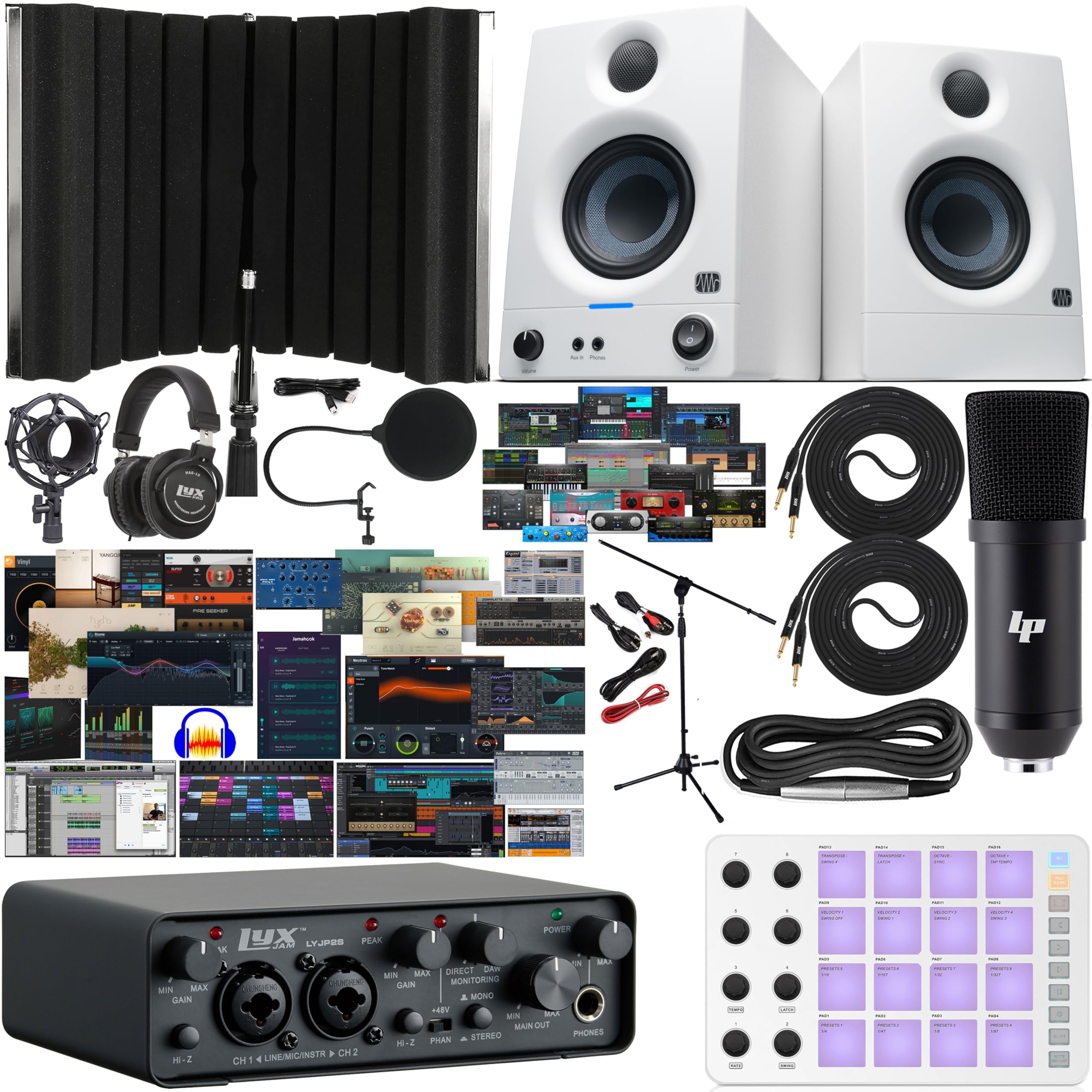 Amazon.com: LyxJam 2x2 USB Audio Interface Bundle with ASIO, White